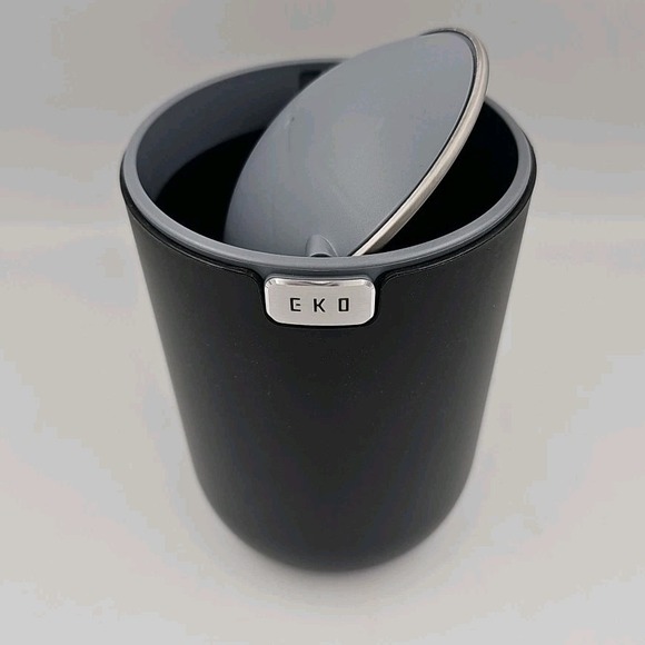 The Unbranded Brand Other - EKO Fandy Table Bin, 1.5L Mini Desk Trash Can with Swing-Top Lid Matte Black